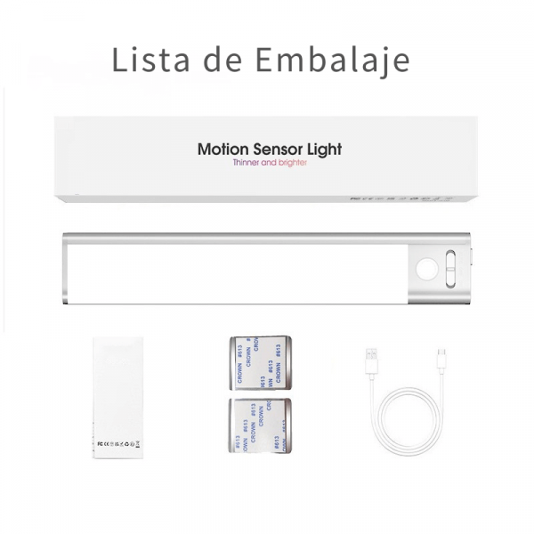 2x23cm AutoLuz LED con Batería Desmontable | Sensor de Movimiento & Carga USB-C (2 Unidades)