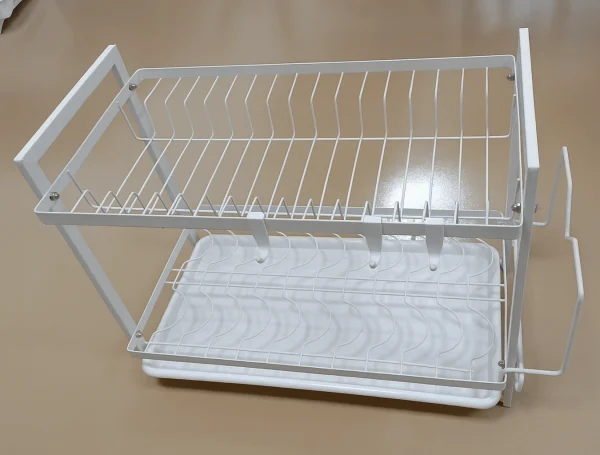 Secaplato Metálico de Dos Niveles con Bandeja y Soporte para Tabals de Cortar